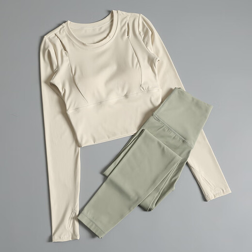 LULU Flagship Store 2025 New Yoga Wear Suit Women's Autumn and Winter Style Pilates Training Fitness Long-Sleeved Sports Top Cheese Yellow + Green Rock Gray XL