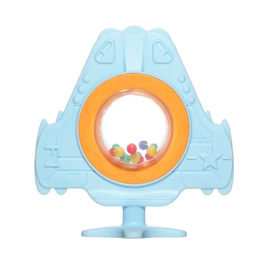 Baby bite molar stick, infant silicone teether, molar teeth fixator, rattle teether, aircraft ring teether, airplane - rattle blue + PP chain anti-fall chain + box