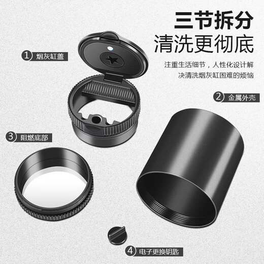 Suitable for Porsche Cayenne Macan Paramela 718/911/Taycan Car Metal Ashtray Porsche [Black] Long Model
