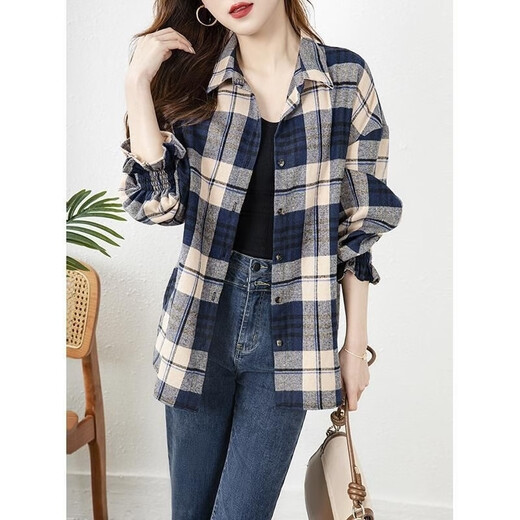 Hengyuanxiang (Hyx) 2025 Automne New Hong Kong Retro Slim Fit Slim Slim pour les femmes Loose Line Medium Style Plaid Coat Picture Color Version S 85-106Jin [Jin est égal à 0,5 kg]