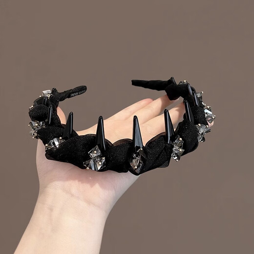 Two Worlds Happy Hairband for Women 2025 New High-end Headband with Teeth Anti-Slip Face Wash Headband High-end Rhinestone Hairpin Light Luxurious Hair Accessory Black