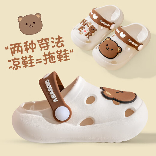 Schweinedad [neues Produkt] Kindersandalen im Sommer New Boy Prinzessin Höhlenschuhe Baby Baotou Beach Anti -Slip Little Girl schön - Bär 24 innere Länge 17cm_170