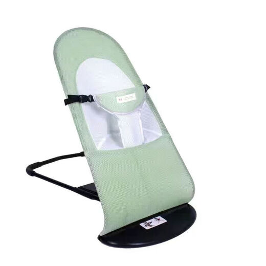 Baby rocking chair, baby coaxing artifact to coax the baby to sleep, cradle recliner, foldable and adjustable rocking chair, soothing chair, gray grid style [toy stand + three-speed adjustment]