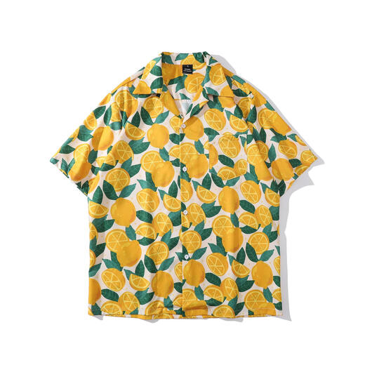 Smart Dog Flower Hemd Retro Hong Kong Stil Männer Hawaiian Style Kurzarm gebrochene Frauen Hong Kong Stil gut aussehender Strandhemd Big White 7027 m