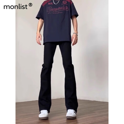 MON-LIST джинсы мужские осенне-зимние облегающие прямые брюки с ятаганом в стиле high street MLK02 черные L