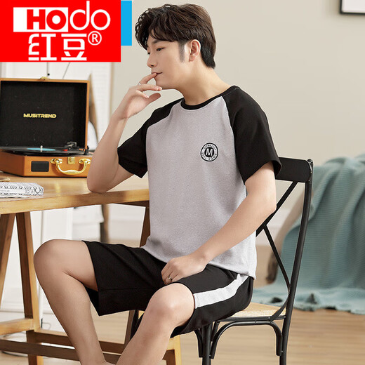 Hongdou (HODO) Summer Simple Pajamas Summer de manga corta Summer Lave Tamiz Lo suelto Ropa para el hogar del hogar del algodón delgada para usar H9928 L
