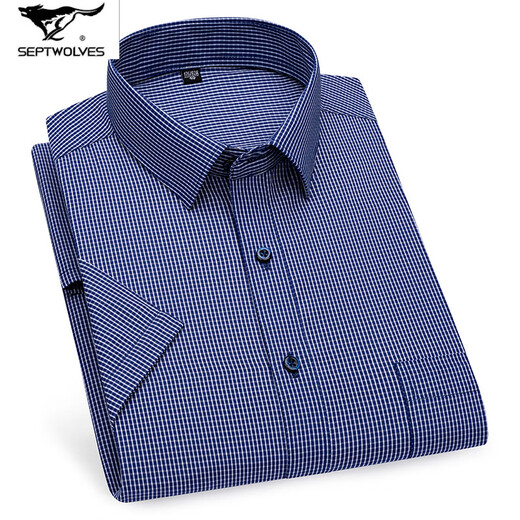 
Seven Wolfs 2025 summer middle-aged men's short-sleeved shirt for business professional formal wear without ironing quality cotton men's high-end shirt DX6624 43