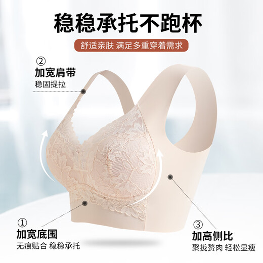 June Rose 2 paquets de gros seins, petits sans marques, rassemblement et empêchant de s'affaisser, beau soutien-gorge de dos, sous-vêtements en une pièce pour femmes, style mince d'été, anti-exposé, couleur mixte (couleur de peau + bleu)) xl