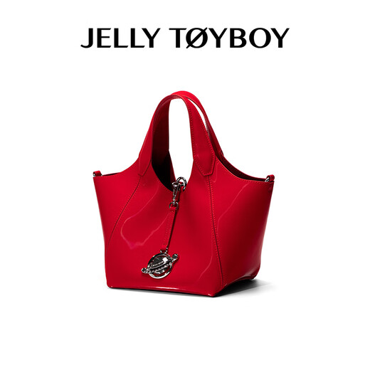 JellyToyboyJTB星球篮子.春夏新款牛仔包牛皮单肩包大容量通勤菜篮子水桶包女 红色_星球系列_星球篮子