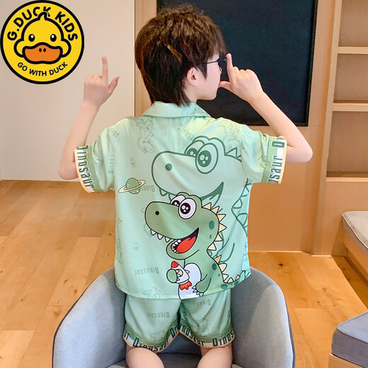 Harrow Little Yellow Enten Kinder-Pyjamas Jungen Sommereis Ice Seide dünne Kurzarmanzug Sommer Medium und große Jungen Cartoon Mode Heimkleidung Eis Seide Kurzarm G6624# Weiß Kuromi 170 Größe 18 [empfohlene Höhe 150-155 cm]