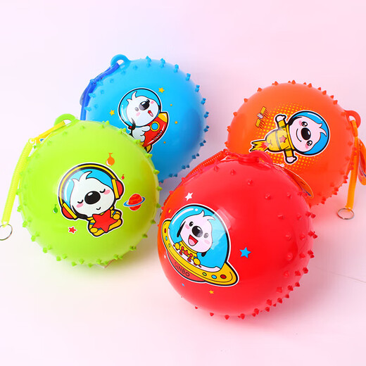 悦卜西瓜球儿童充气弹力小皮球婴幼儿宝宝手抓拍拍球按摩球幼儿园玩具 吊绳足球+西瓜球【带打气筒】