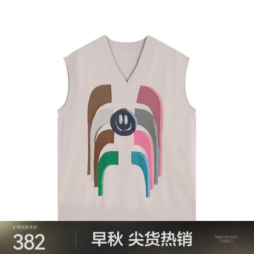 Jnby/Jiangnan Buyi Spring y otoño Vest de punto o otoño con cuello en V suelto de algodón de mangas de algodón de longitud media 5N1311830 673/Polvo gris s