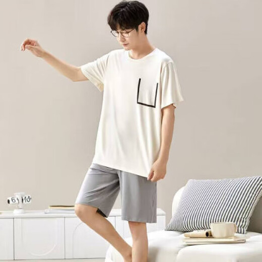 
Sangqin pajamas men's summer loose shorts and thick-size thin summer home clothing suits wear L [built 6624 men's home clothing L [recommended 95-120 Jin [Jin equals 0.5 kg]]