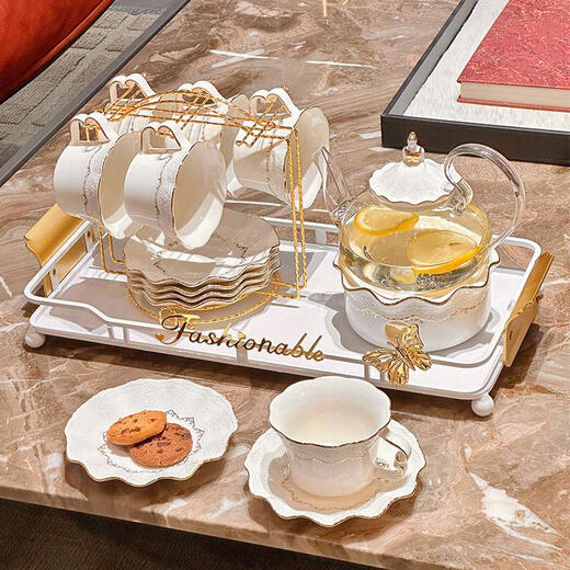 Sanqihu Light Luxury Cup Set Home Living Room Питьевая вода чайник Перемещение нового дома набор для чая Свадебная кукла Light Luxury 1 Tea Cup 1 Disc 1 Spoon Обычная упаковка 1049