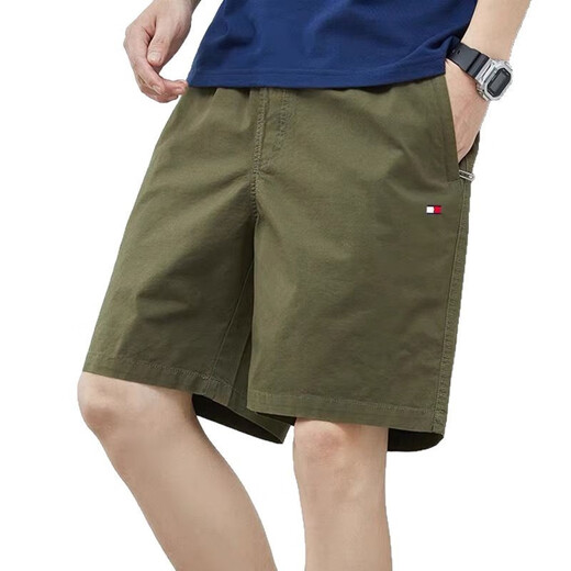 TOMMY JEANS汤米夏季纯棉短裤男百搭宽松沙滩裤 9215豆绿色 M