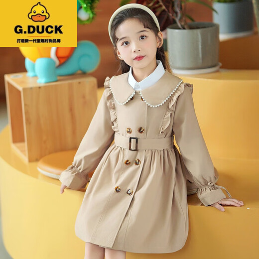 G.Duckkids Girls 'Jacke Frühling Frühling mit mittlerer Windbreaker modische große Kinder lässige Top 24 New Children's Clothing British Style Coat Pink 140 cm