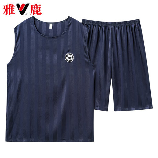 Yalu Light Luxury Pyjamas Men's Veste Sans manches Shorts en deux pièces Soix Thin Ice Silk Cool Quick Dry Ball Vêtements de grande taille [SELLES SELK SILK SELK] Q9902 L MEN [100-125JIN [Jin est égal à 0,5 kg]]]