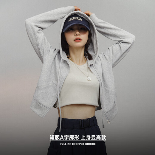 Maden Sportichk Shorm Slim Grey Shooded Whipper Sthipper Cardigan Спортивная куртка Top Spring Женщины Цветочные серые S