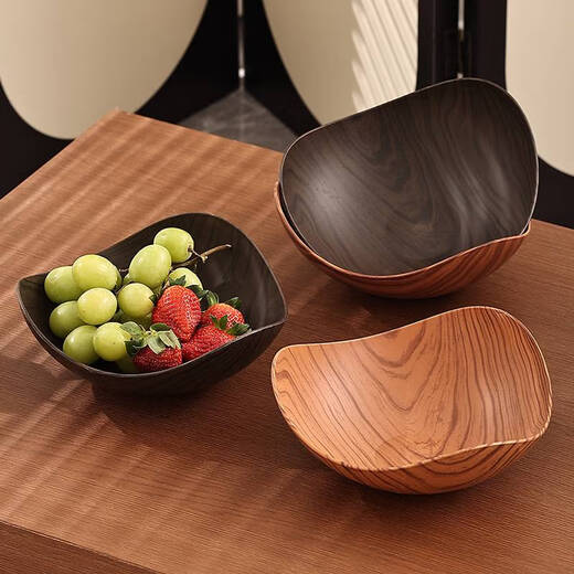 Fantasy Imitation Wood Grain Irregular Fruit Plate Living Room Household Snacks Dried Fruit Display Plate 2025 New High-Looking Candy Plate New Style - Triangular Fruit Plate Wood * 1 Pack