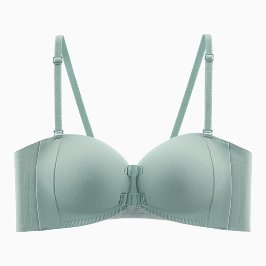 Modal front buckle strapless underwear women's bra tube top non-slip push up small breasts to show big breasts girls seamless bra Bean Green S (recommended 80-100Jin Jin equals 0.5kg)