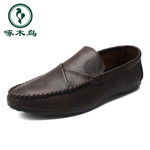 Specht 2025 Sommer- und Herbst neue Mütze Schuhe Softleder Leder lässig Lederschuhe für junge koreanische Stile Lazy Schuhe Yl-D826 Brown 39