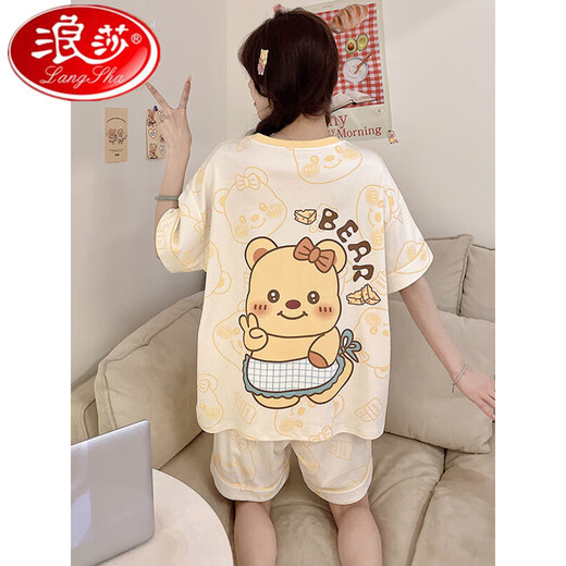 Langsha hellokitty pajamas women's pure cotton 2025 new summer short-sleeved thin style junior high school students fat MM home clothes Z-9922 XXL [recommended 135-155Jin [Jin equals 0.5 kg]] All size