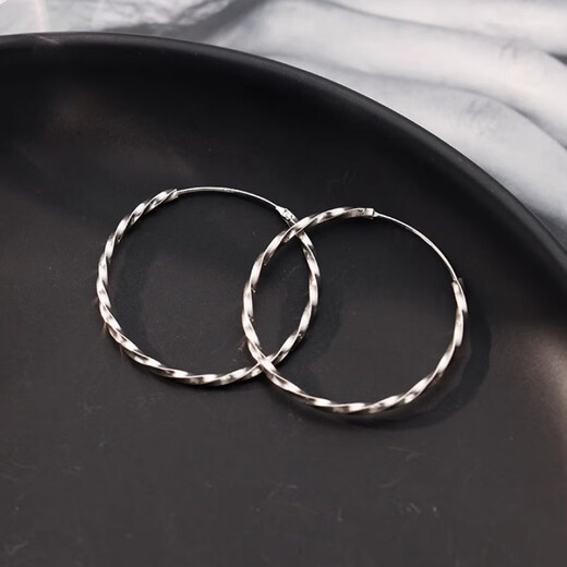 Nilan Fat Donglai's same style pt950 platinum earrings large hoop PT950 hoops for women with a light luxury feel platinum plain hoop earrings and earrings complete collection of plain hoops