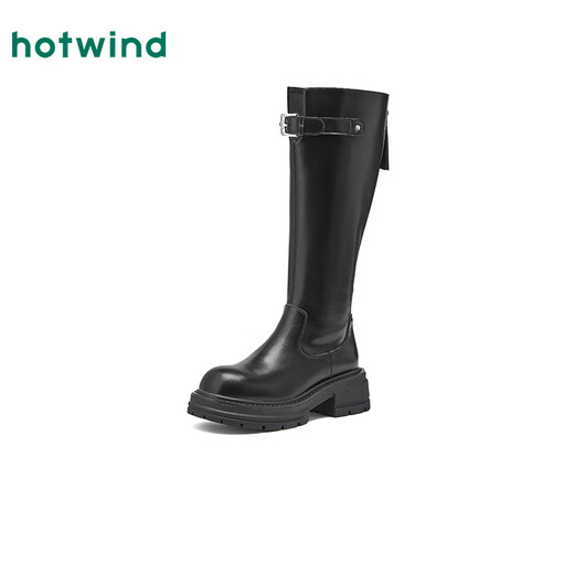 Zapatos para mujeres de viento caliente Botas de caballero grueso 2025 Invierno Nuevas botas retro hechas pequeñas botas delgadas de tacón grueso 01 negro 36