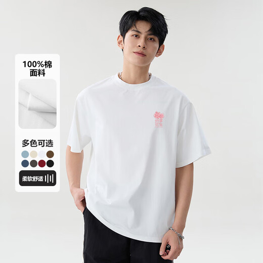 220克纯棉2025冰川蓝短袖t恤女夏季内搭t恤甜美学生上衣B701YL 1694白色 XL