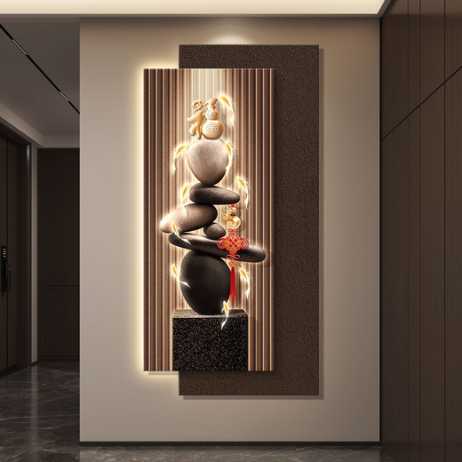 
The yam stone is running LED light luxury entrance entrance hall decoration painting corridor hanging painting mural high-end sense C9928 stone is running vertical version 120x240 cm (large 96x240 + small 90x2 voice-controlled model (voice-controlled direct plug style + default warm color light, need to contact customer service double layer superimposed U essence
