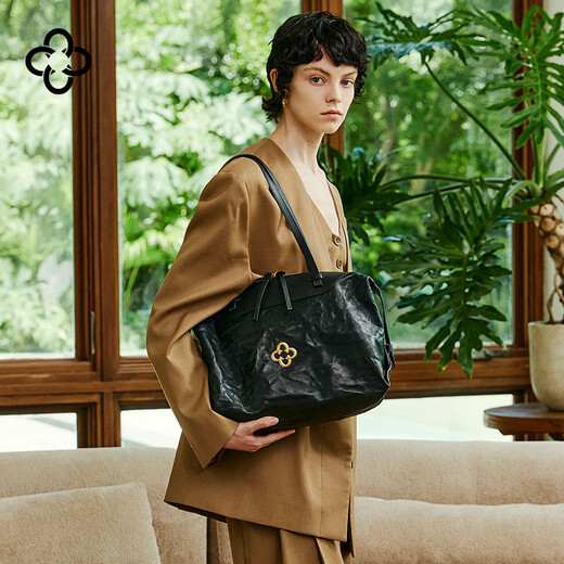 CASSILE women's handbag vegetable tanned sheepskin commuter light luxury large capacity tote bag birthday Valentine's Day gift black