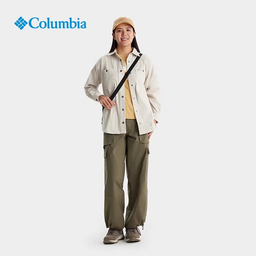 Columbia哥伦比亚衬衫女2025春夏新品户外翻领通勤休闲简约长袖衬衫AR9898 278 /米白色 S/155/80A