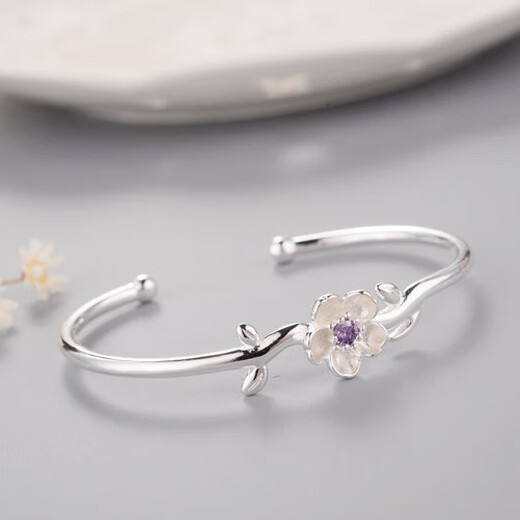 KZD Old Phoenix 999 pure silver bracelet temperament flower inlaid diamond sterling silver bracelet women's silver bracelet