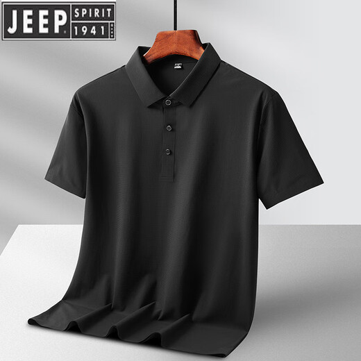 JEEP SPIRIT吉普2025冰丝短袖t恤男夏季薄.款商务无痕POLO衫爸爸夏装翻领上衣 6630白色 M -110斤