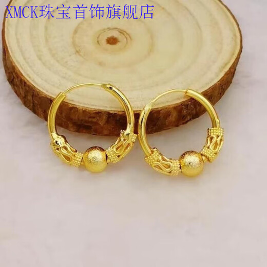 XMCK old phoenix gold-plated silver new earrings gold earrings lucky transfer mom girlfriend gift earrings earrings gold belt beads is a pair