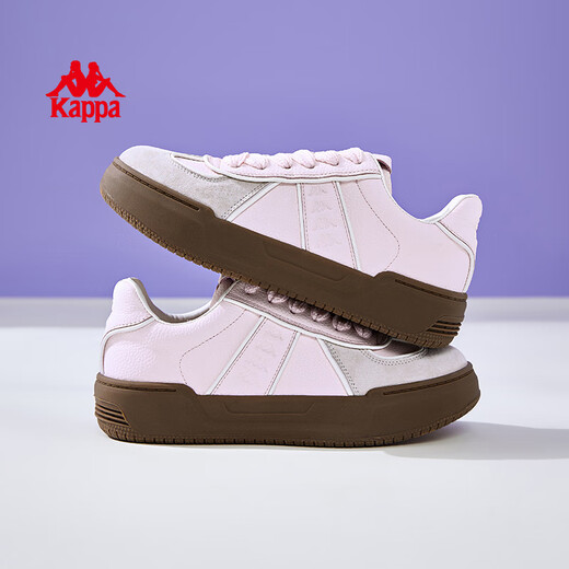 KAPPA women's shoes thick soles German training shoes for women 2025 autumn new pink versatile board shoes for women casual sneakers for women milk tea powder single layer 36 (225mm)