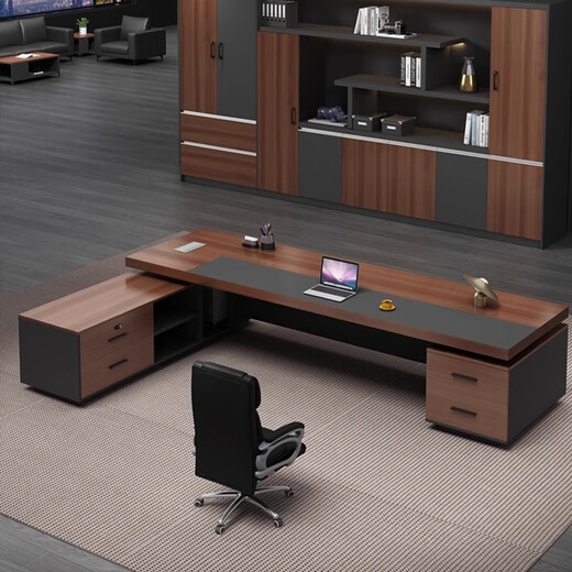 Roubaix boss table walnut desk simple modern executive desk president supervisor desk office manager desk furniture 2.0 meters boss table + boss chair including installation