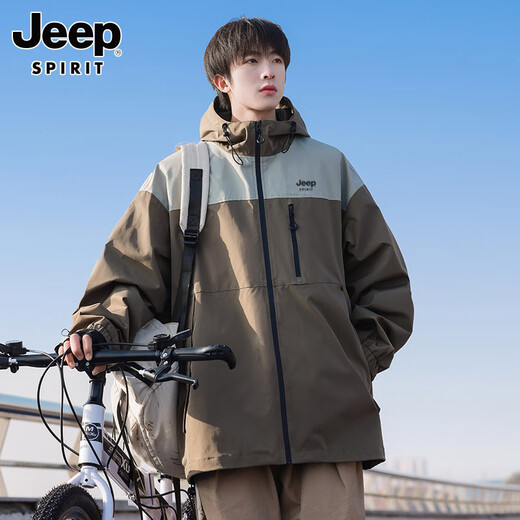JEEP SPIRIT Jacket Men's Three-in-One Jacket New Autumn and Winter Outdoor Windproof and Waterproof Jacket 9306 Desert Green XL