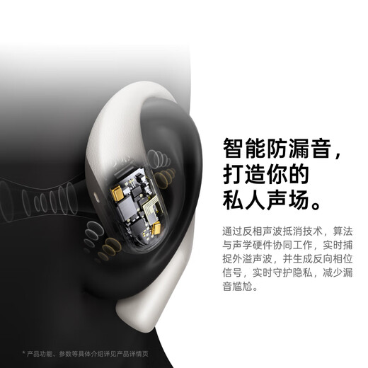 IFlytek Open AI Ear-mounted Wireless Bluetooth Headset Air 2, Mist Black, Sports Intelligent Translation and Noise Reduction, Ultra-Long Battery Life, Compatible with Apple, Huawei, and Xiaomi