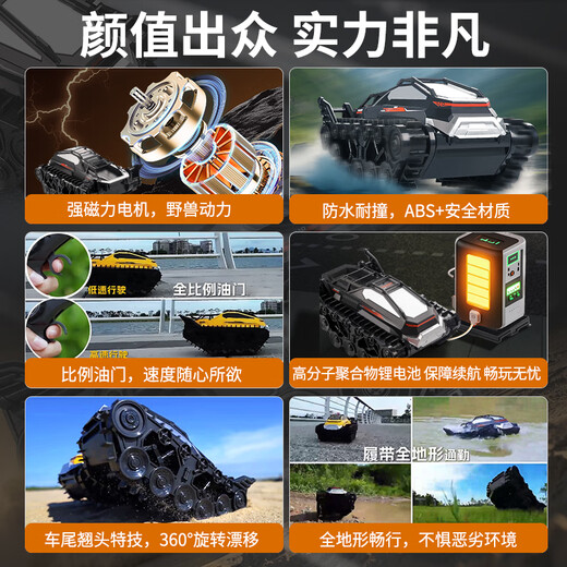 Remote control vehicle children's off-road tank toy amphibious car electric boy's birthday June 1st Children's Day gift crawler upgrade model - Chihuang [amer A super long top 4 rechargeable lithium battery [battery of about 160 minutes