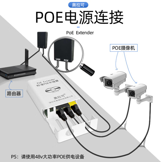 Oraco waterproof POE repeater 1 minute 200M/Gigabit POE cascade outdoor monitoring standard 48V can be connected in series 1 minute 3 POE network extender POE repeater 1 minute 4 Waterproof POE repeater 100M 1 minute 3