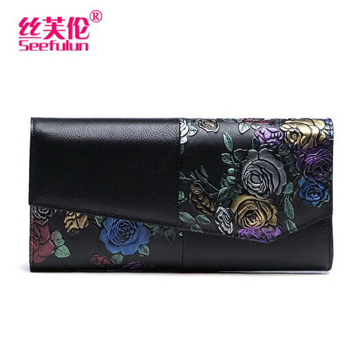 丝芙伦（seefulun）民族风手拿包女真皮欧美头层牛皮手包女包时尚小包潮信封包夹包包 金玫瑰大号