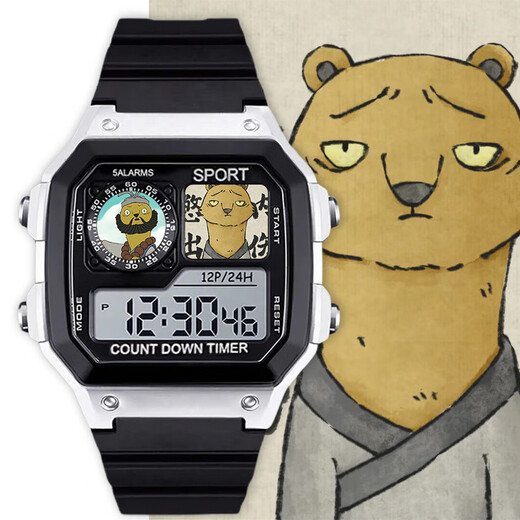 
Huizhi City Langlang Mountain Little Monster Surrounding Watch Little Pig Demon Toad Essence Electronic Student Men and Women Gifts Chinese Comic Watch Time [Fashion Silver Black] D15689 Electronic Watch Default