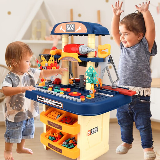 
Jiashi screw toys 1-3 years old children's repair tool box set for home appliance drill baby weitai puzzle multi-function 334 pieces + chair tool table + building block gear chain 1