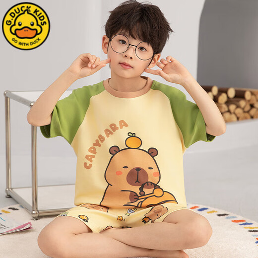 G.Duckkids Kinderpyjamas Jungen Sommer reines Baumwolldünne kurzärmelige Jungen große Kinder Sommer Teenager-Studenten Home Kleidung Set TN694 Nezha 130 14 Größe [130 High/50jin [Jin entspricht ca. 0,5 kg]]]