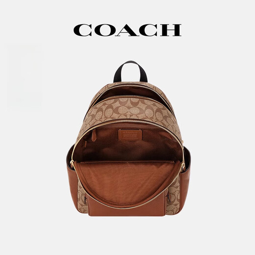 蔻驰（COACH）官方旗舰/女新款经典CARRIE系列双肩包书包旅行背包 【中号 焦糖色】CZ176 IMXHE