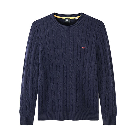 Septwolves woolen sweater men's winter new round neck button-down thick sweater multi-color optional versatile men's top sweater 101 (navy blue) XL 175/92A