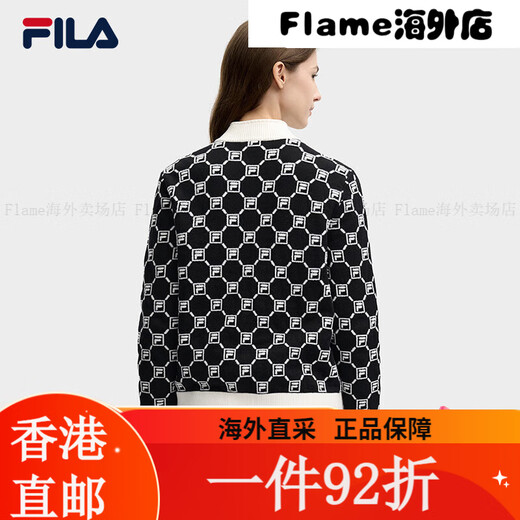 斐乐（FILA）FILA 官方女士编织外套2025春新款时尚休闲拼色LOGO毛衣 XS均码