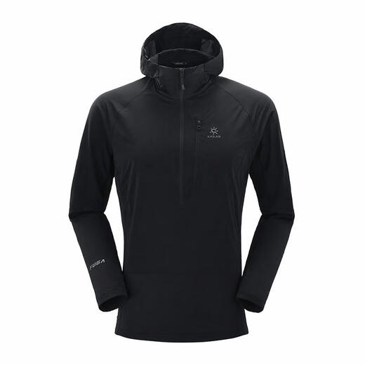 Kailas Sport Outdoor Mountain Climbing Brand Logo Atmungsaktives warmes winddichtes Kapuzen mit halb offener Brust Fleece Jacke Xuanqing Black M.