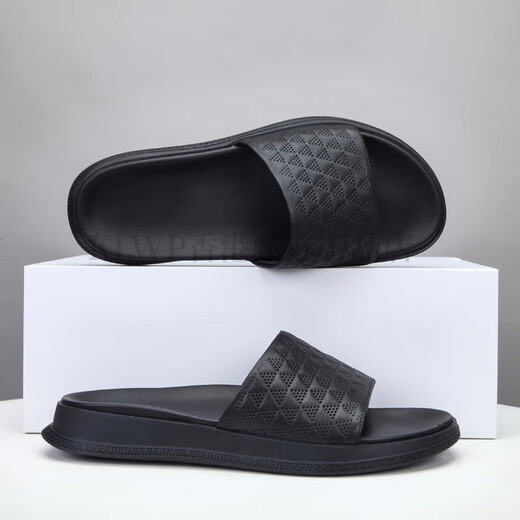 KLWP Hong Kong luxury high-end brand men's shoes summer slippers men's breathable outer wear sandals black British all-match flip flops black 41
